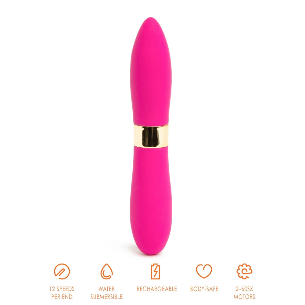 Vibrator Clasic Deux Bullets, Roz, 12 Moduri Vibratii, 16 cm
