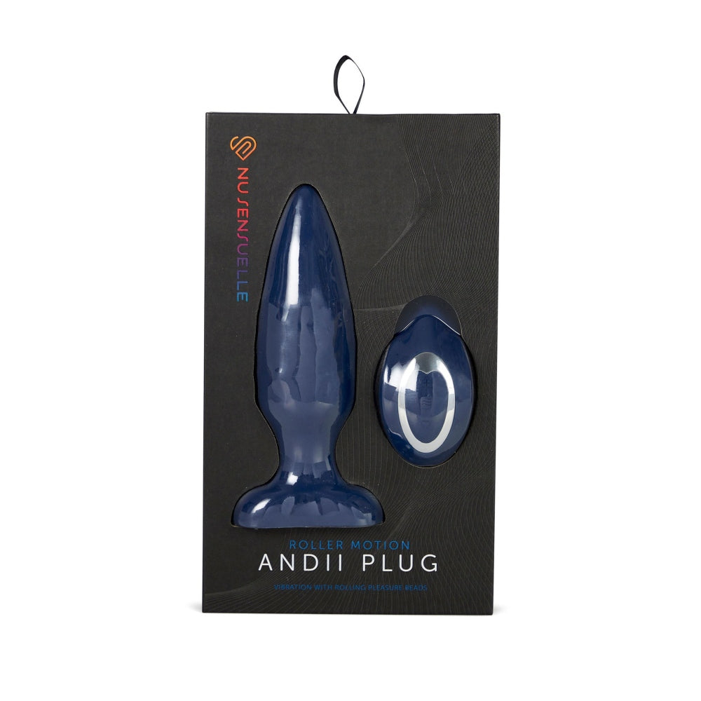 Dop Anal cu Vibratii SMART Andii Roller Butt Plug, Albastru, 11 Moduri Vibratii, 4 Moduri Viteza