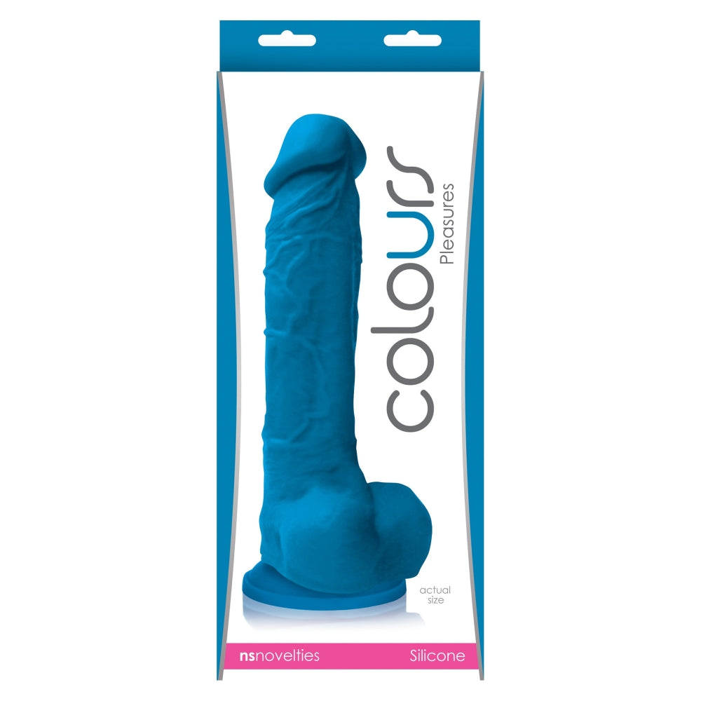 Dildo Realistic Silicon de Grad Medical Colours Pleasures, Albastru, 25 cm