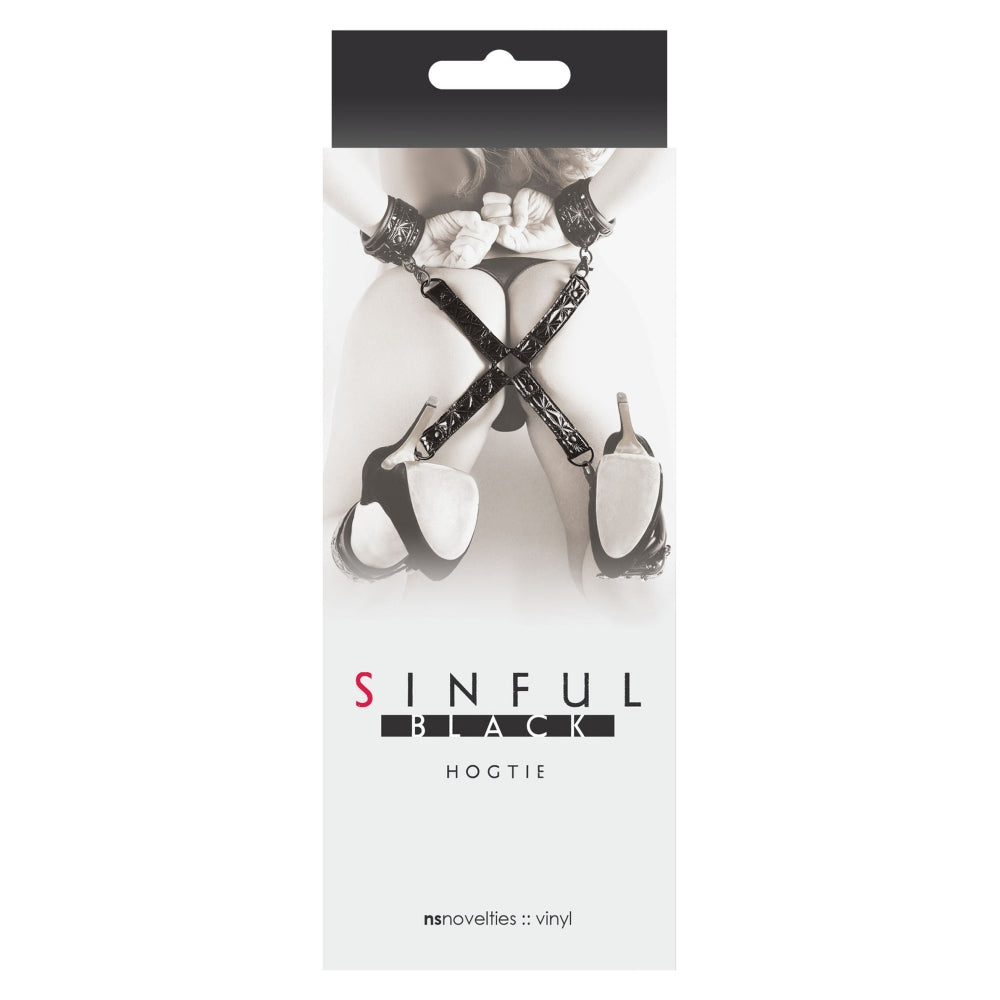 Catuse BDSM Bondage Hogtie Dream Toys Vinil Maini & Picioare Sinful, Negru