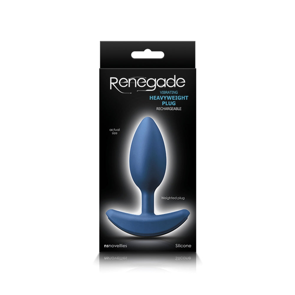 Dop Anal Renegade Heavyweight Medium, Silicon Premium, Vibratii Puternice, Reincarcabil, Compatibil cu Lubrifianti, Albastru