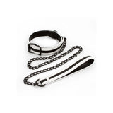 Zgarda - Lesa Bondage NS Novelties GLO - zgarda captusita alb fosforescent si lesa detasabila din metal - zgarda ajustabila - ideal pentru incepatori si entuziasti