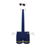 Costum 4 Piese Sexy Pilot pentru Barbati - boxeri, guler cu cravata, mansete si ochelari de soare - ideal pentru jocuri de role play in cuplu