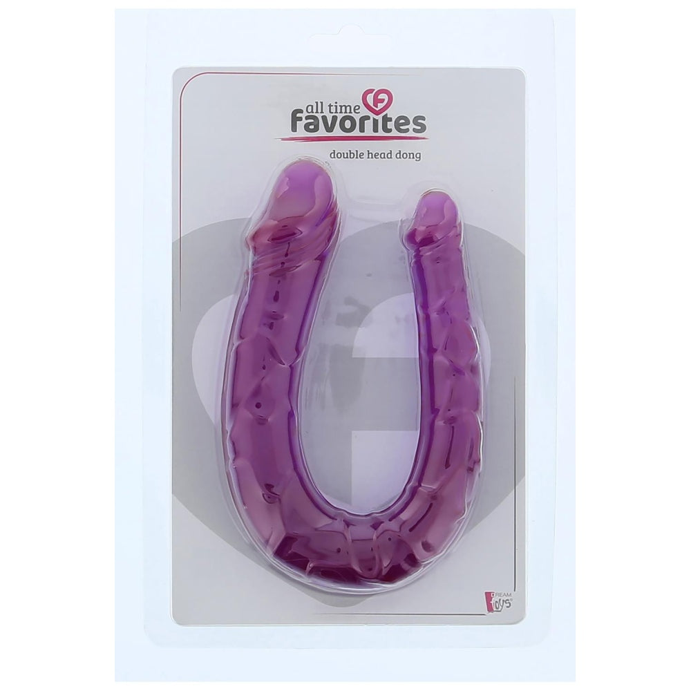 Dildo Dublu Realistic Dreamtoys - Mov, Design in forma de U - Detalii realiste, Material sigur si durabil