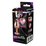 Dop Anal Gleaming Love Rose Gold Butt Plug, Medium, cu bijuterie roz in forma de inima