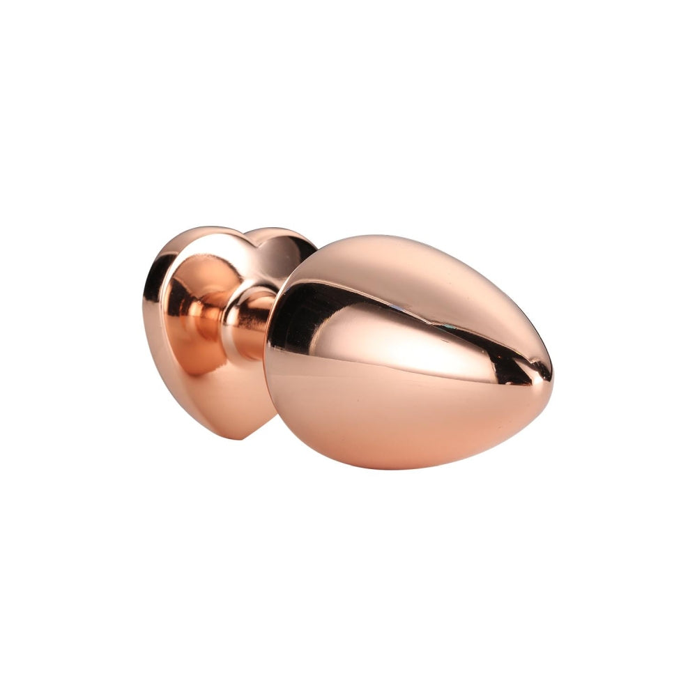 Dop Anal Gleaming Love Rose Gold Butt Plug, Large, cu bijuterie roz in forma de inima