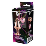Dop Anal Gleaming Love Rose Gold Butt Plug, Large, cu bijuterie roz in forma de inima