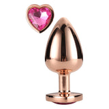Dop Anal Gleaming Love Rose Gold Butt Plug, Large, cu bijuterie roz in forma de inima