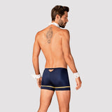 Costum 4 Piese Sexy Pilot pentru Barbati - boxeri, guler cu cravata, mansete si ochelari de soare - ideal pentru jocuri de role play in cuplu