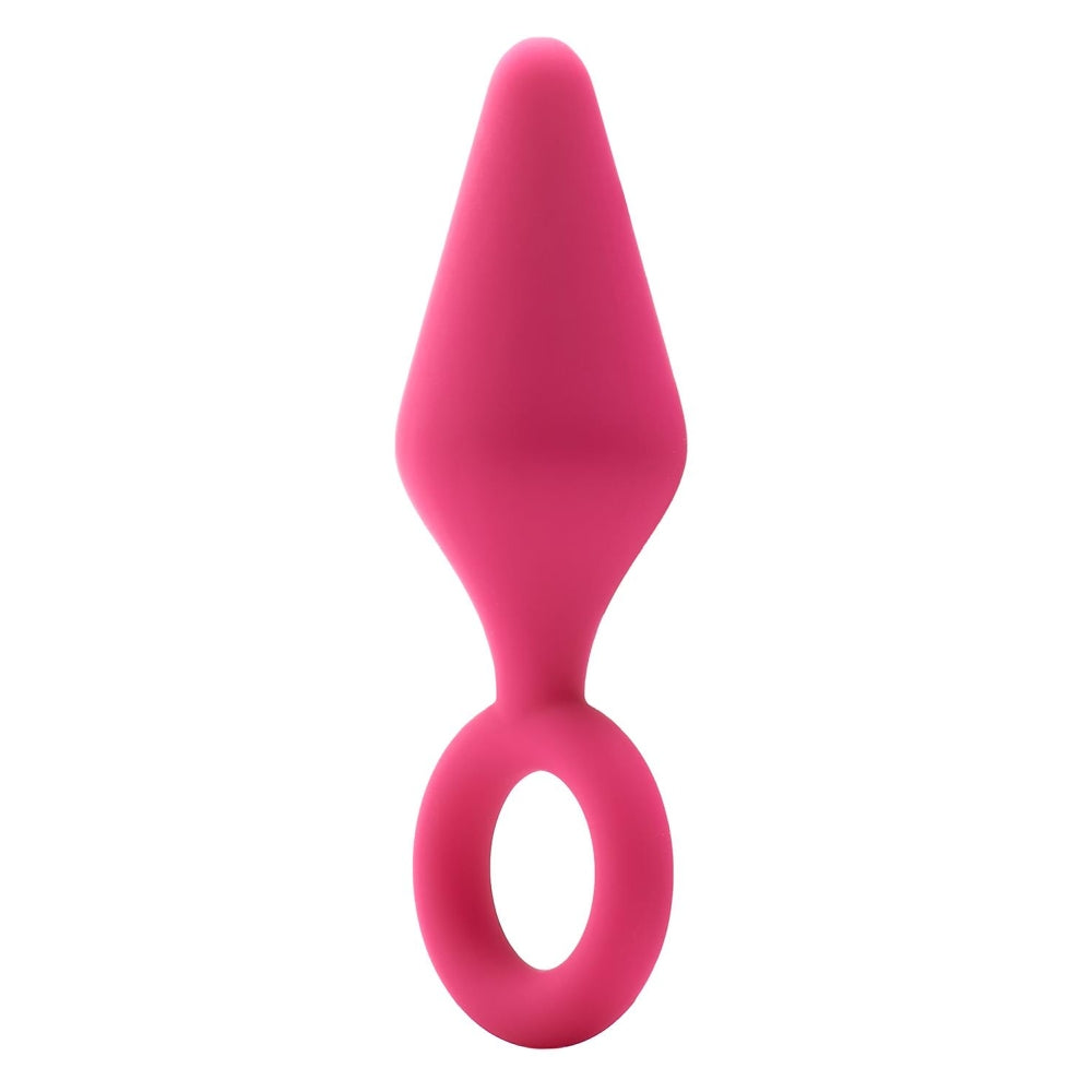 Dop Anal Dreamtoys Flirts Pull Plug, Small, Roz, cu Inel de suport