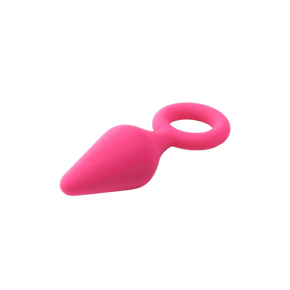 Dop Anal Dreamtoys Flirts Pull Plug, Small, Roz, cu Inel de suport