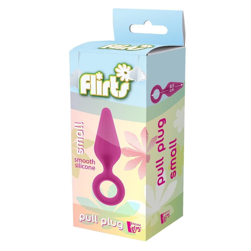 Dop Anal Dreamtoys Flirts Pull Plug, Small, Roz, cu Inel de suport