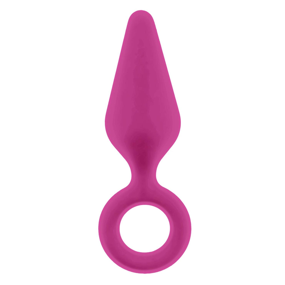Dop Anal Dreamtoys Flirts Pull Plug, Small, Roz, cu Inel de suport