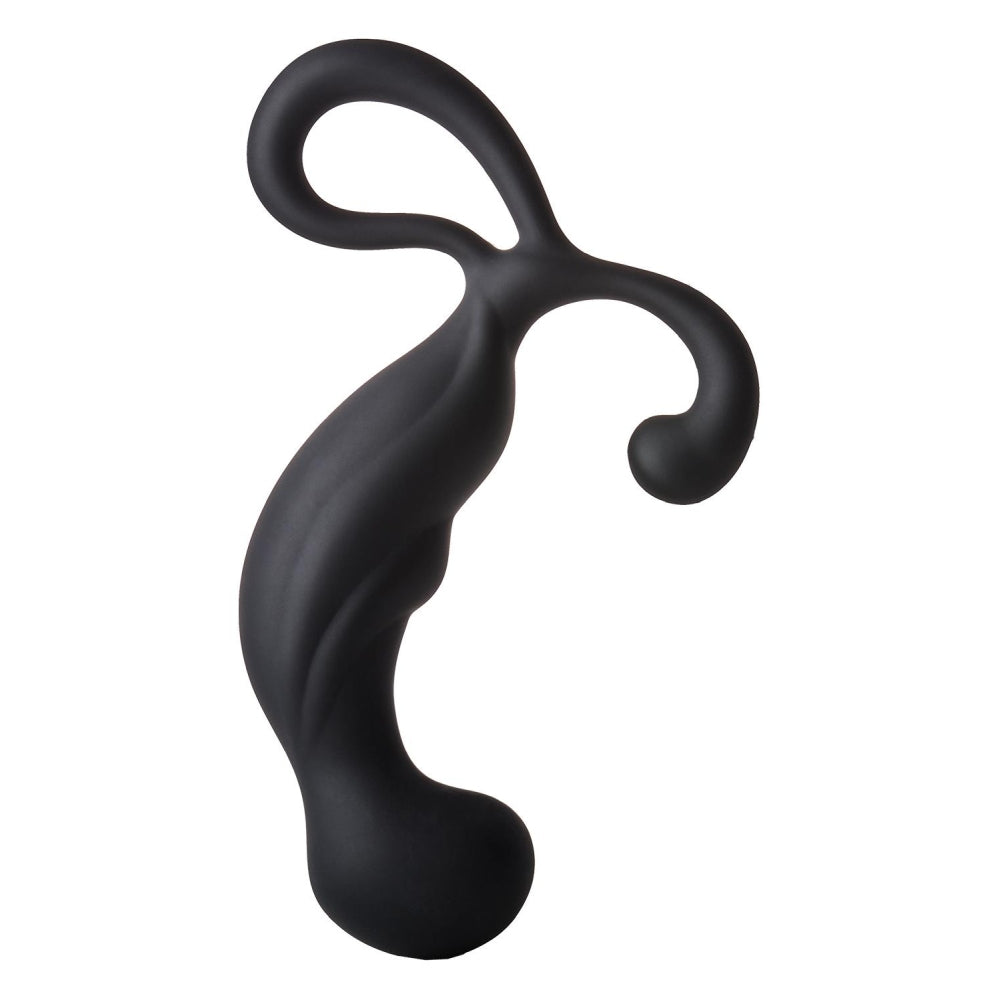 Stimulator Prostata Dream Toys Fatasstic, Negru, cu maner tip inel, silicon moale, stimulare perineu, 13.5 cm