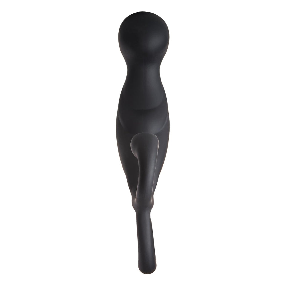 Stimulator Prostata Dream Toys Fatasstic, Negru, cu maner tip inel, silicon moale, stimulare perineu, 13.5 cm