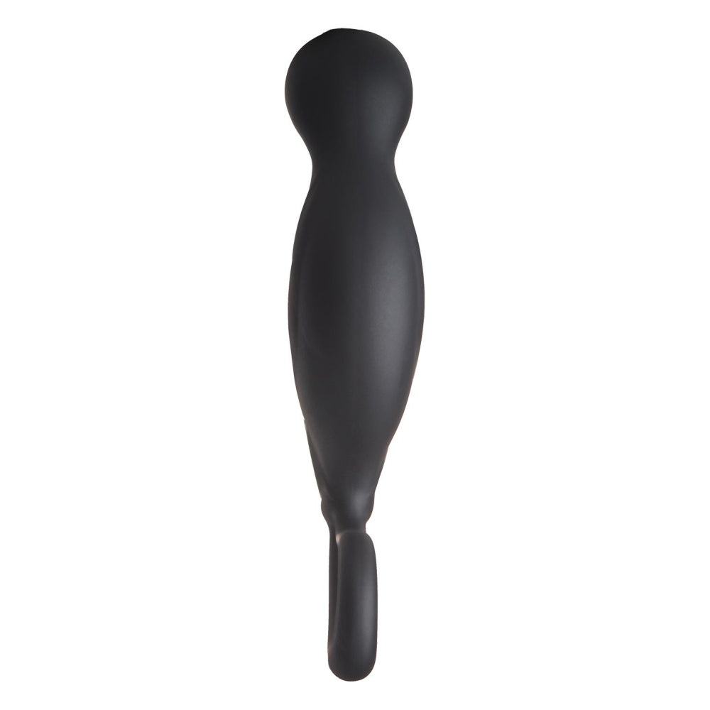 Stimulator Prostata Dream Toys Fatasstic, Negru, cu maner tip inel, silicon moale, stimulare perineu, 13.5 cm
