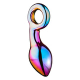 Dop Anal de Sticla Glamour Glass Chunky Ring Butt Plug, Large, cu sistem de prindere inelat, fara ftalati sau latex, 13 cm