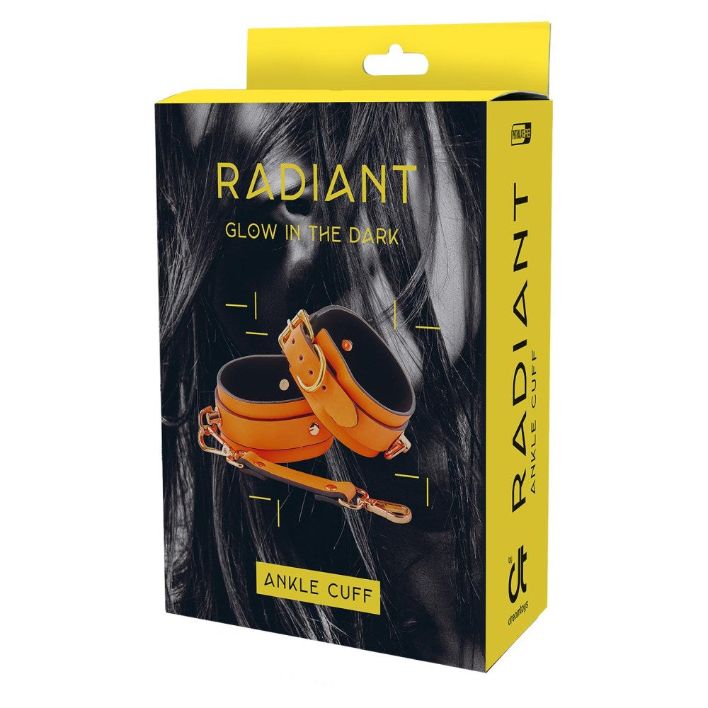 Dreamtoys Catuse BDSM Bondage pentru glezne stralucitoare in intuneric Dream Toys Radiant - Reglabile, Captuseala moale, Lant detasabil, Accesorii fara nichel