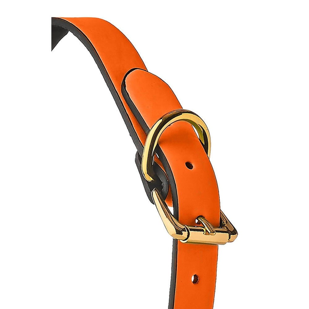 Dreamtoys BDSM Fetis Muschiera cu bila fosforescenta din silicon portocaliu- Reglabila, pentru BDSM, Captusita cu neopren