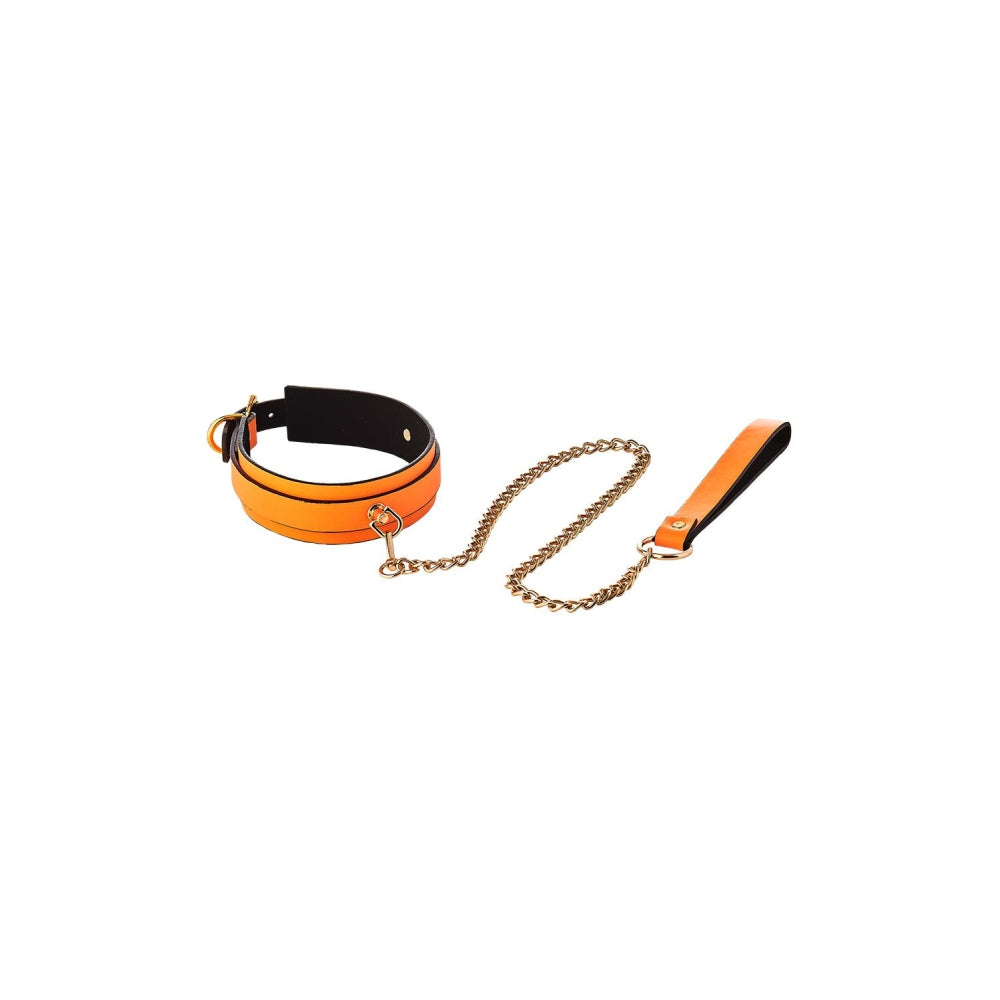 Set BDSM/Fetis Luminos-Zgarda si Lesa Fosforescenta Reglabila cu Captuseala Neopren pentru Bondage si Role Play