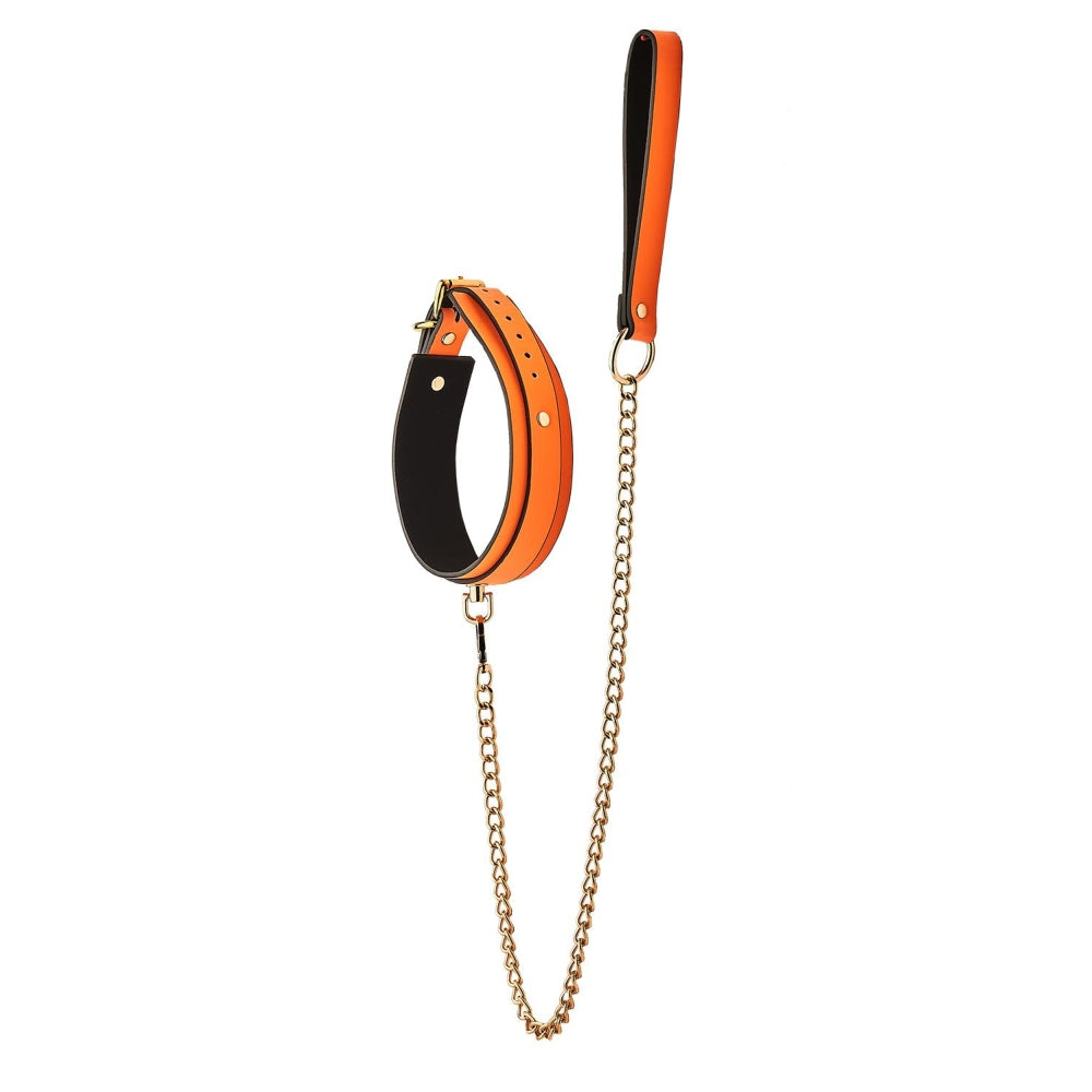 Set BDSM/Fetis Luminos-Zgarda si Lesa Fosforescenta Reglabila cu Captuseala Neopren pentru Bondage si Role Play