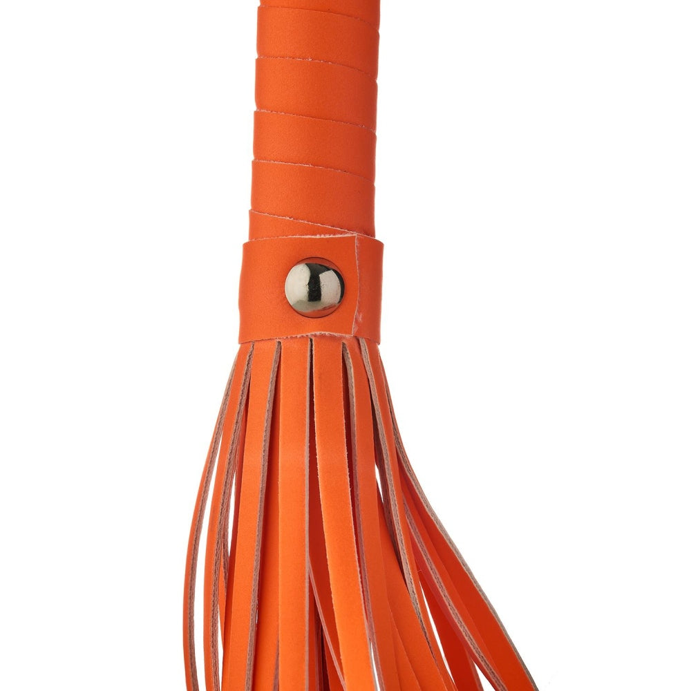 Flogger Bici Fosforescent BDSM/Fetis cu Franjuri din Piele Ecologica 30 cm, Maner Rezistent si Cordon de Prindere, Accesoriu Perfect pentru Jocuri Erotice
