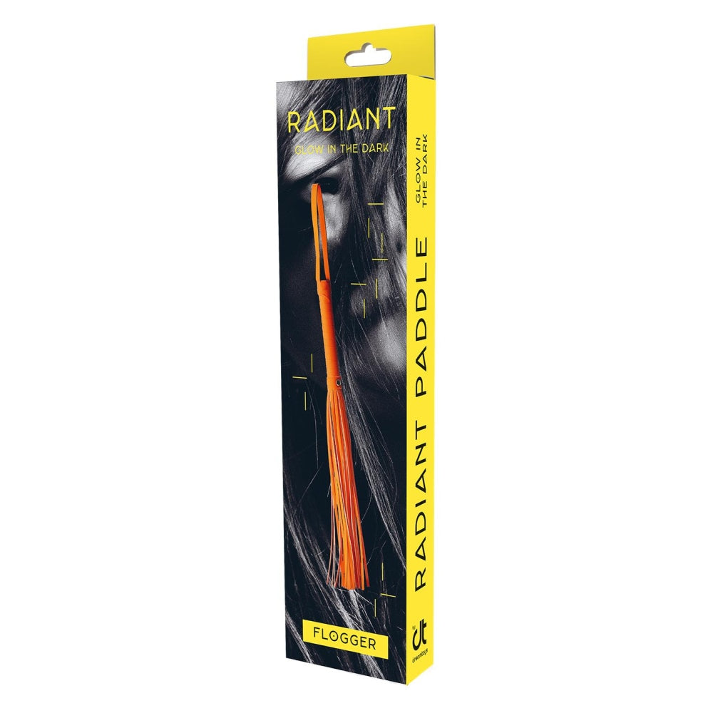 Flogger Bici Fosforescent BDSM/Fetis cu Franjuri din Piele Ecologica 30 cm, Maner Rezistent si Cordon de Prindere, Accesoriu Perfect pentru Jocuri Erotice