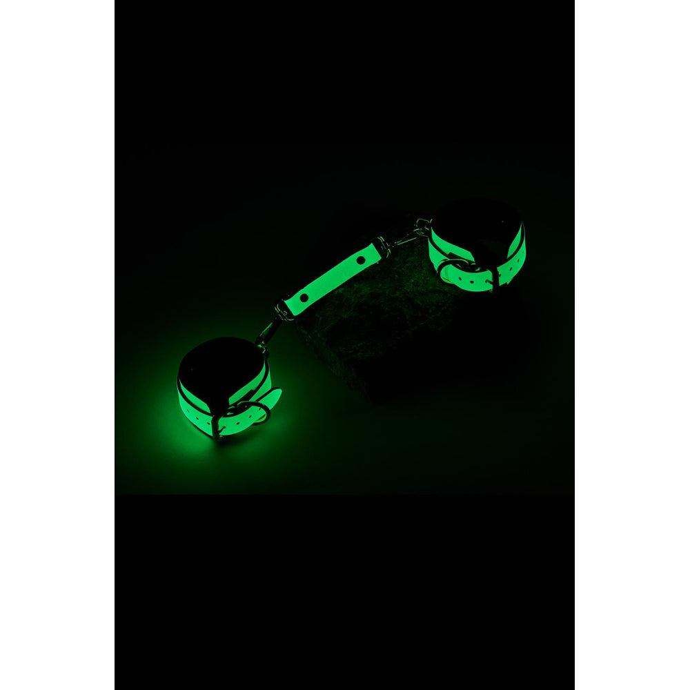 Catuse fosforescente BDSM Bondage captusite cu neopren, reglaj cu catarama, lant detasabil, accesorii bondage pentru incepatori si avansati