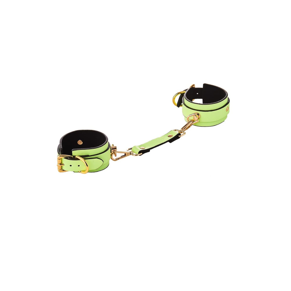 Catuse fosforescente BDSM Bondage captusite cu neopren, reglaj cu catarama, lant detasabil, accesorii bondage pentru incepatori si avansati