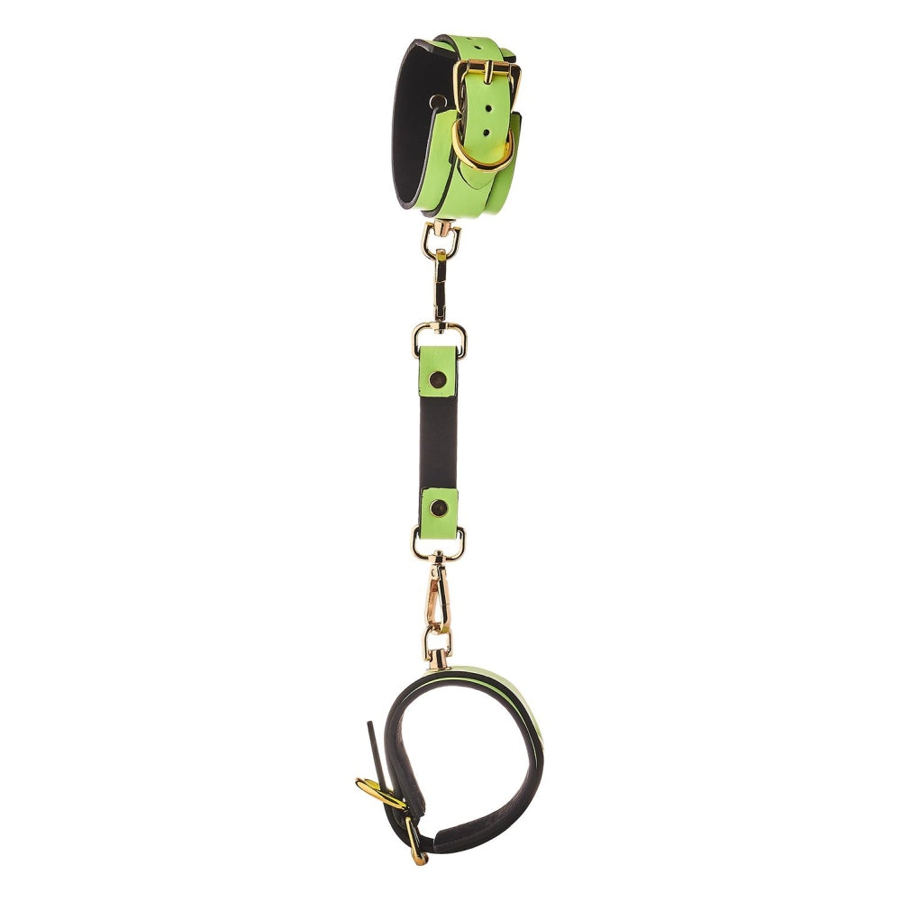 Catuse fosforescente BDSM Bondage captusite cu neopren, reglaj cu catarama, lant detasabil, accesorii bondage pentru incepatori si avansati
