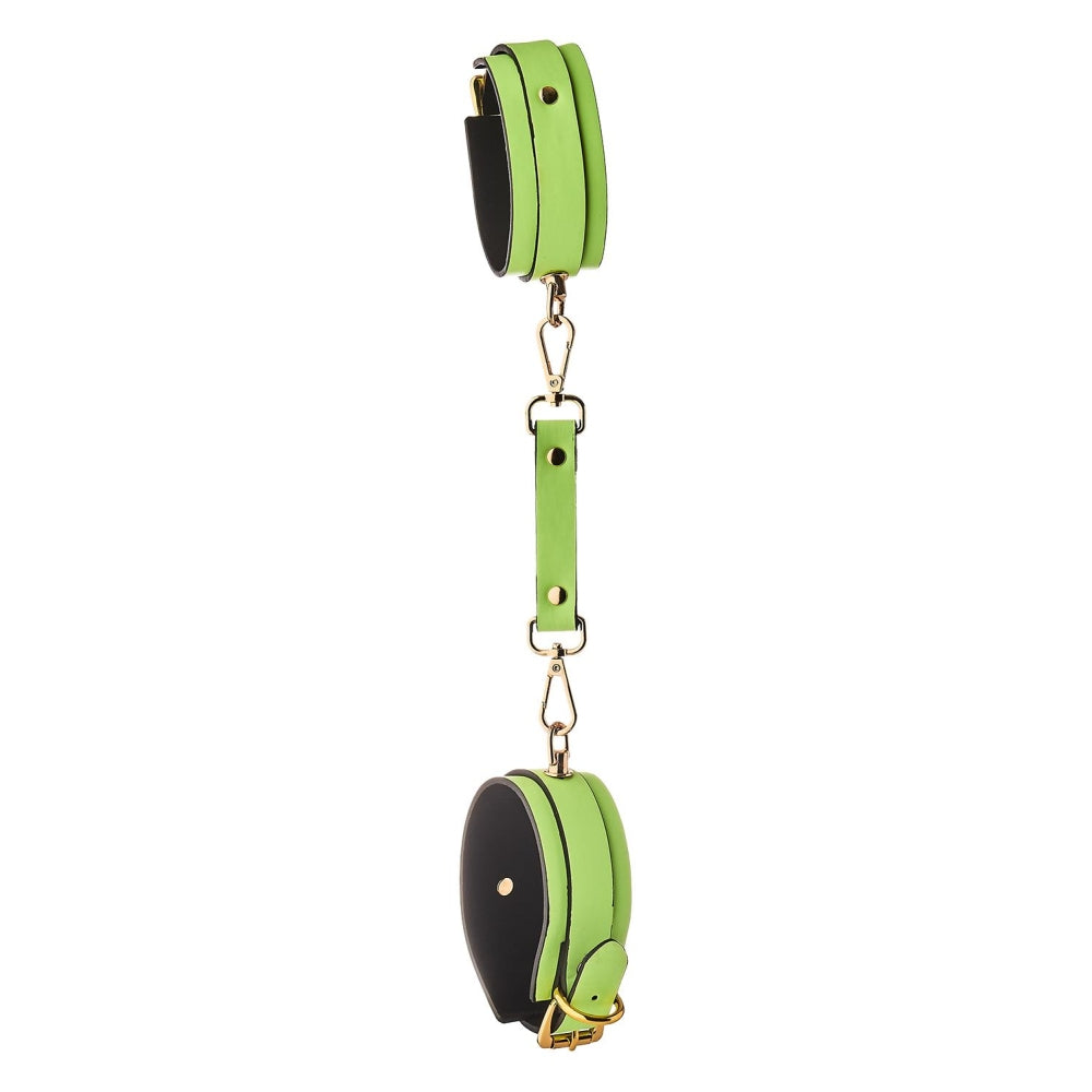 Catusi de glezna BDSM Bondage fosforescente ajustabile cu lant detasabil Dream Toys Radiant - accesorii BDSM cu captuseala moale si detalii din metal fara nichel
