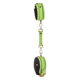 Catusi de glezna BDSM Bondage fosforescente ajustabile cu lant detasabil Dream Toys Radiant - accesorii BDSM cu captuseala moale si detalii din metal fara nichel