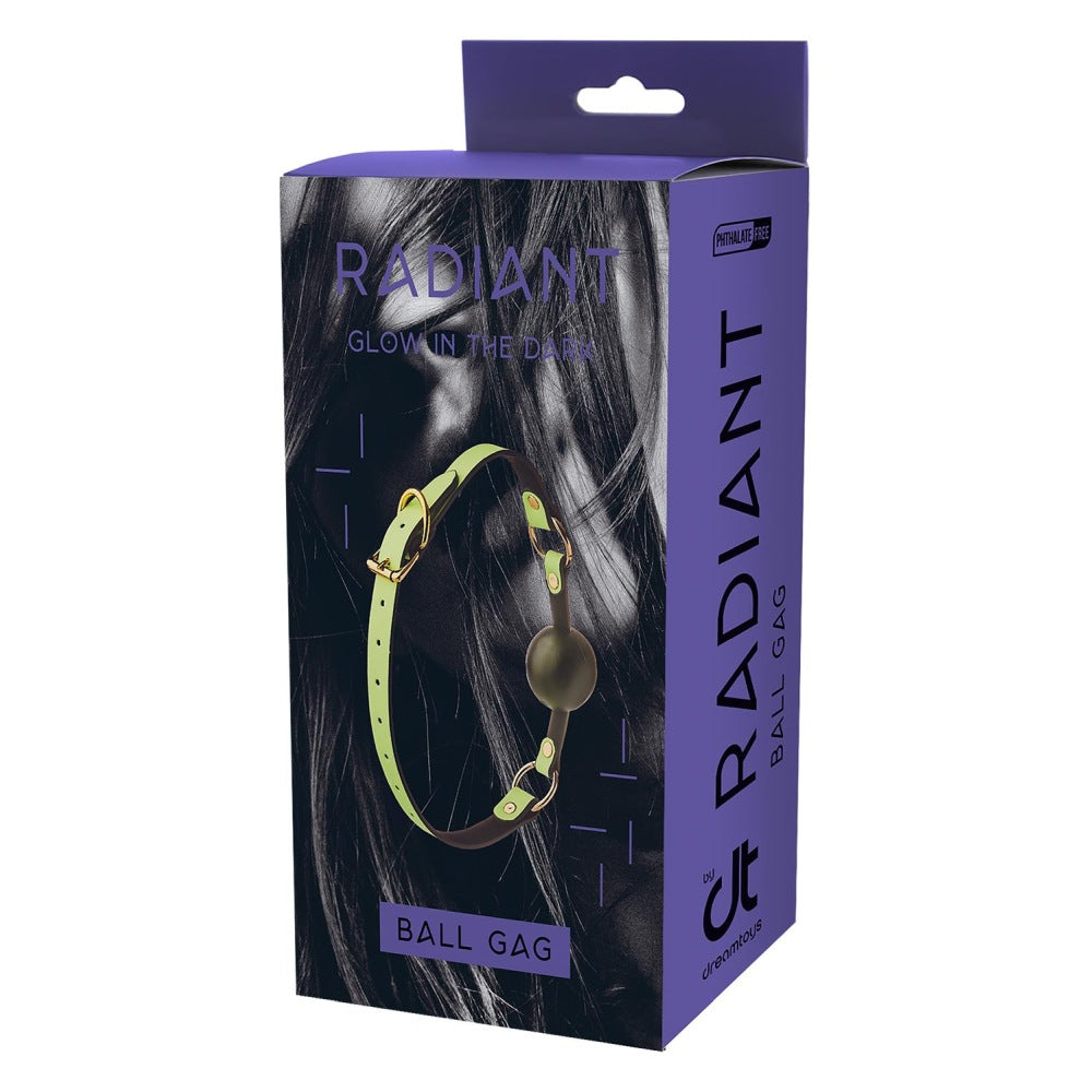 Cagula cu bila fosforescenta Dream Toys Radiant, accesorii BDSM, ajustabila, bila silicon 4 cm, captuseala moale neopren