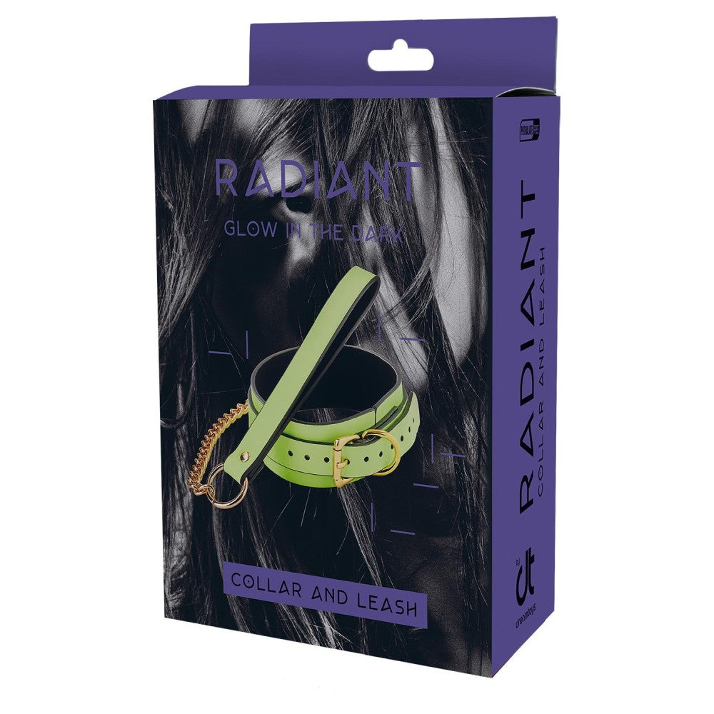 Set BDSM/Fetis zgarda si lesa fosforescenta reglabila Dream Toys Radiant, captuseala moale, metal fara nichel