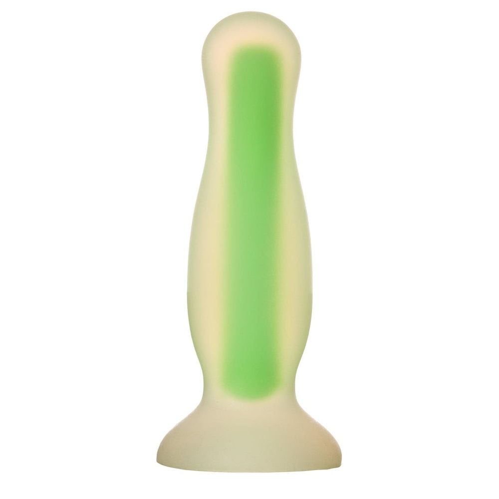 Dop Anal Fosforescent Radiant Soft Glow-In-The-Dark Butt Plug, Small, Verde, Baza cu ventuza, 11 cm