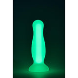 Dop Anal Fosforescent Radiant Soft Glow-In-The-Dark Butt Plug, Small, Verde, Baza cu ventuza, 11 cm