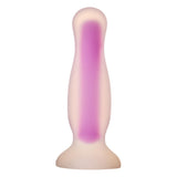 Dop Anal Fosforescent Radiant Soft Glow-In-The-Dark Butt Plug, Medium, Mov, Baza cu ventuza, 12.5 cm