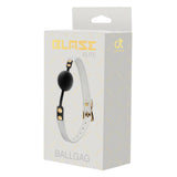 Ball Gag Alb Piele Artificiala BDSM Fetis Reglabil cu Bila Silicon 4.7 cm pentru Jocuri