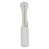 Paleta spanking BDSM Fetis piele ecologica alba, flexibila cu bucla aurie, 32 cm pentru jocuri erotice