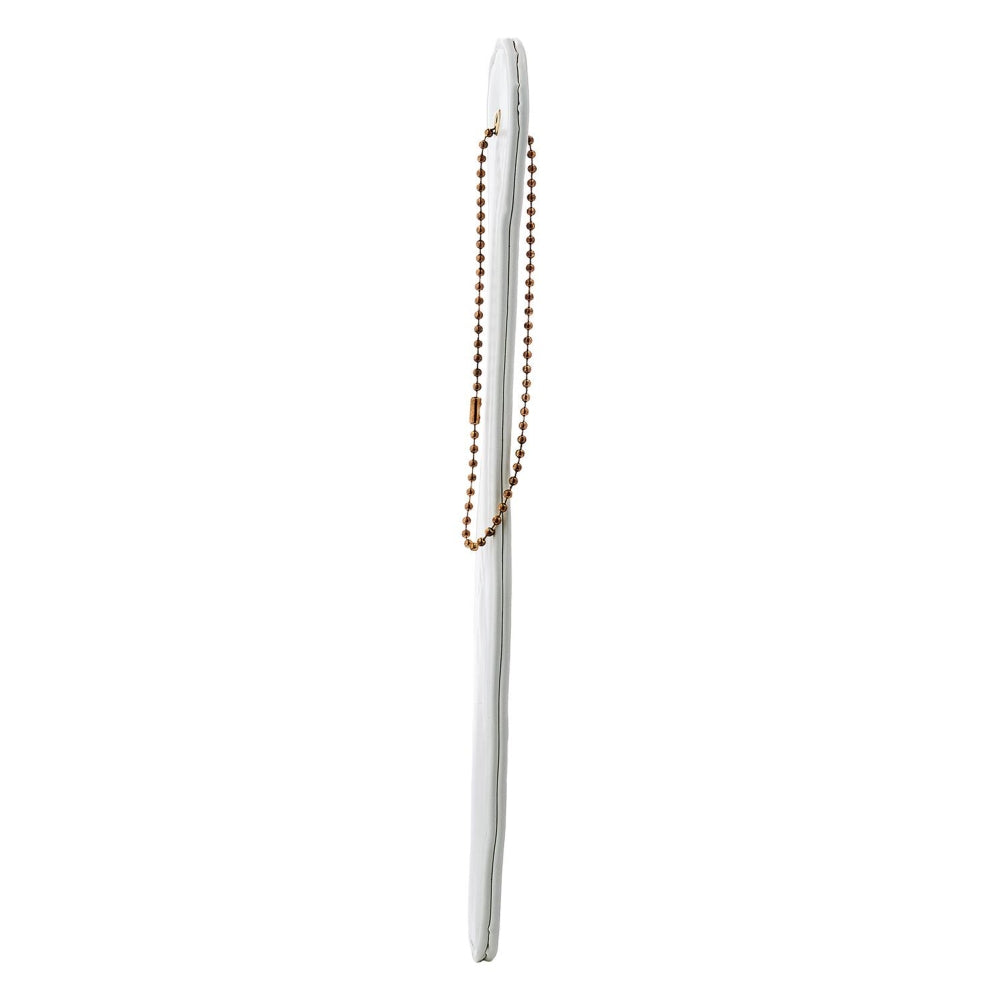 Paleta spanking BDSM Fetis piele ecologica alba, flexibila cu bucla aurie, 32 cm pentru jocuri erotice
