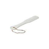 Paleta spanking BDSM Fetis piele ecologica alba, flexibila cu bucla aurie, 32 cm pentru jocuri erotice