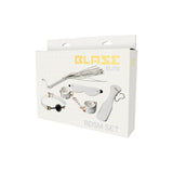 Set BDSM Blaze Elite 5 Bucati, Alb, cu catuse, bici, paleta, masca, si calus