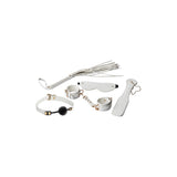 Set BDSM Blaze Elite 5 Bucati, Alb, cu catuse, bici, paleta, masca, si calus