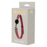 Ball gag BDSM reglabil din piele ecologica rosie cu bila din silicon 4.7 cm pentru jocuri bondage