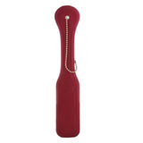 Paleta BDSM Spanking Blaze Elite – Piele Artificiala Rosie, Flexibila, cu Snur Auriu pentru Prindere, 32 cm