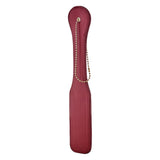 Paleta BDSM Spanking Blaze Elite – Piele Artificiala Rosie, Flexibila, cu Snur Auriu pentru Prindere, 32 cm