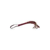 Flogger BDSM Fetis piele artificiala rosie, franjuri 30 cm, maner robust, accesorii bondage