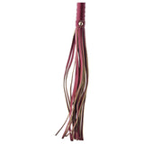 Flogger BDSM Fetis piele artificiala rosie, franjuri 30 cm, maner robust, accesorii bondage
