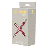 Catusa Hogtie BDSM Bondage Piele Artificiala Rosie cu Detalii Metalice Aurii - Accesorii pentru Fixarea Mainilor si Picioarelor