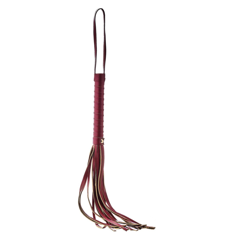 Set BDSM Fetis 5 piese din piele artificiala rosie cu curele reglabile, botnita, catuse, masca, paddle si flogger bici